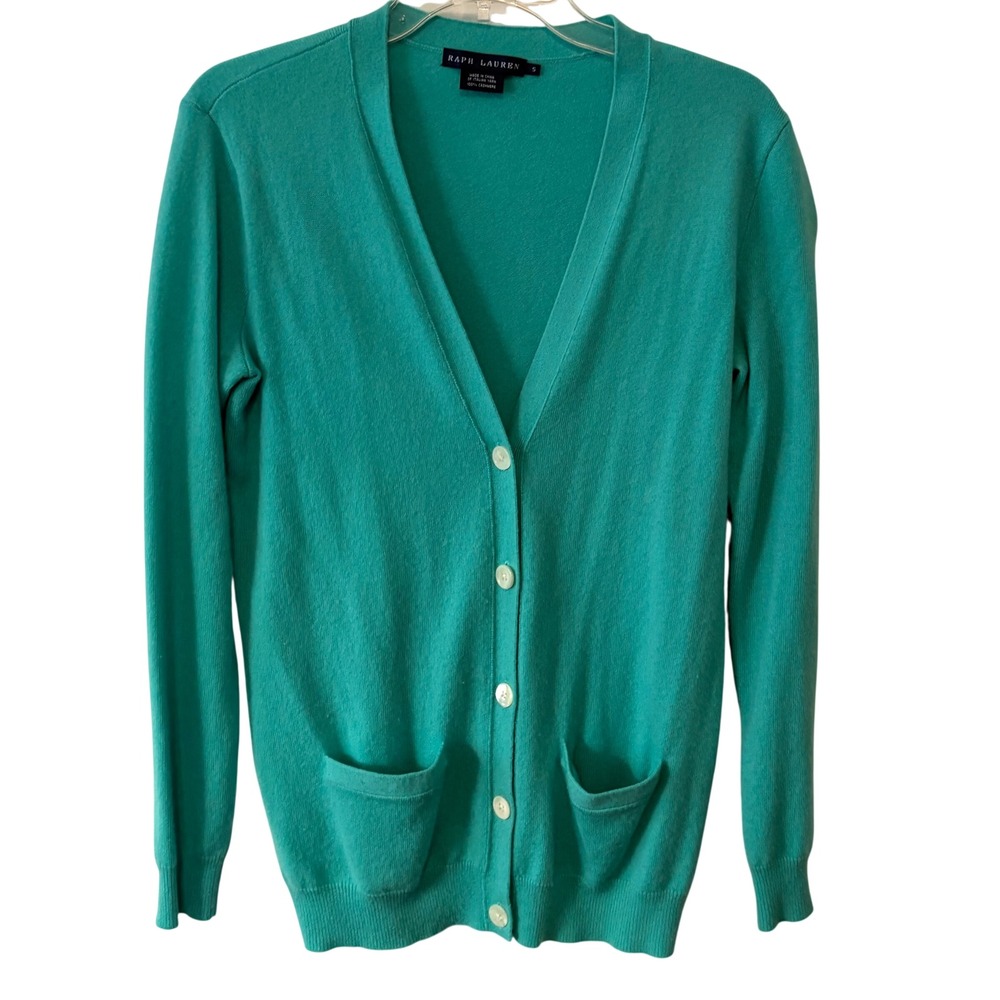 Ralph Lauren Blue Label Women's Turquoise Cashmere Cardigan in Size S